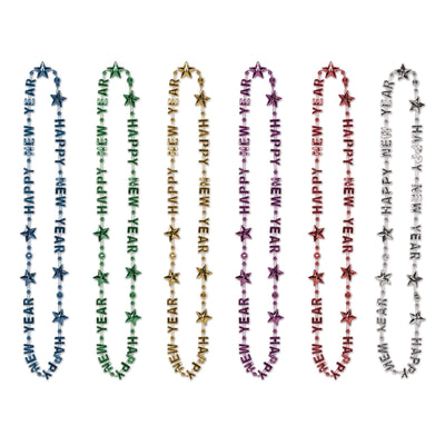 Beistle Happy New Year Bead Necklaces- Multicolor