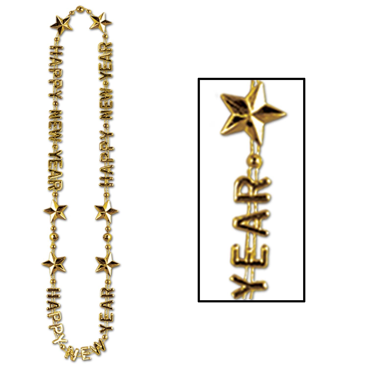 Beistle Happy New Year Bead Necklaces - gold