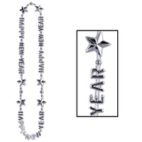 Beistle Happy New Year Bead Necklaces - silver