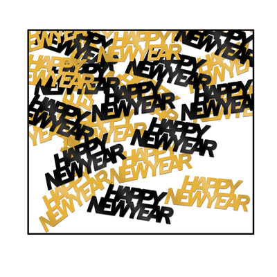 Happy New Year Confetti black & gold - black & gold (0.5 Oz/Pkg)