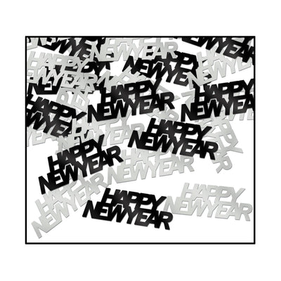 Happy New Year Confetti black & silver - black & silver (0.5 Oz/Pkg)