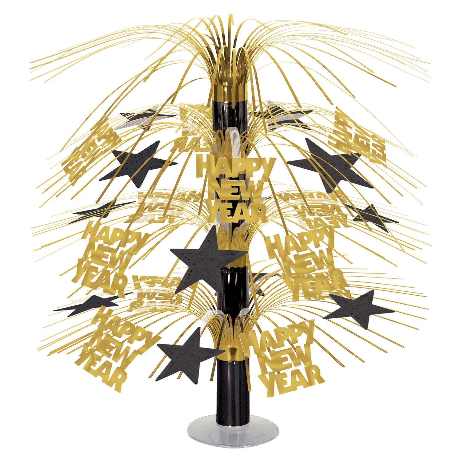 Beistle Happy New Year Cascade Centerpiece - black & gold