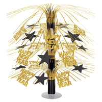 Beistle Happy New Year Cascade Centerpiece - black & gold