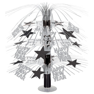 Beistle Happy New Year Cascade Centerpiece - black & silver