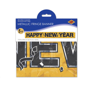 Metallic Happy New Year Fringe Banner by Beistle - New Year's Eve Theme Decorations