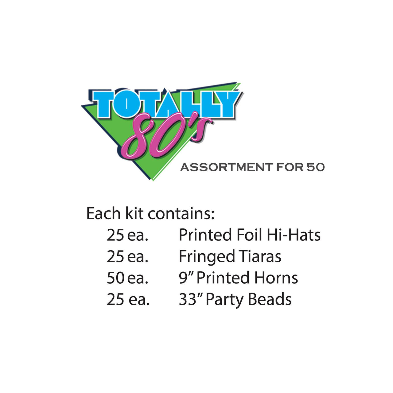 Beistle Totally 80's Party Assortment for 50 - New Year's Eve Party Kits, New Year's Eve Party Supplies, New Year's Party Kits for 50 People