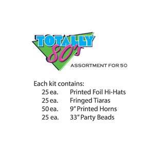 Beistle Totally 80's Party Assortment for 50 - New Year's Eve Party Kits, New Year's Eve Party Supplies, New Year's Party Kits for 50 People