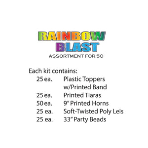 Rainbow Blast New Year's Eve Party Kit for 50 People
