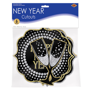 New Year Cutouts (6/Pkg) by Beistle - New Year's Eve Theme Decorations