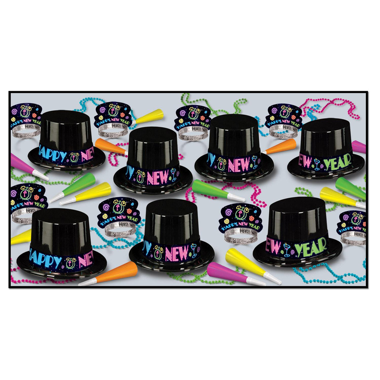 Beistle Neon Party New Year's Eve Party Kit for 50 People