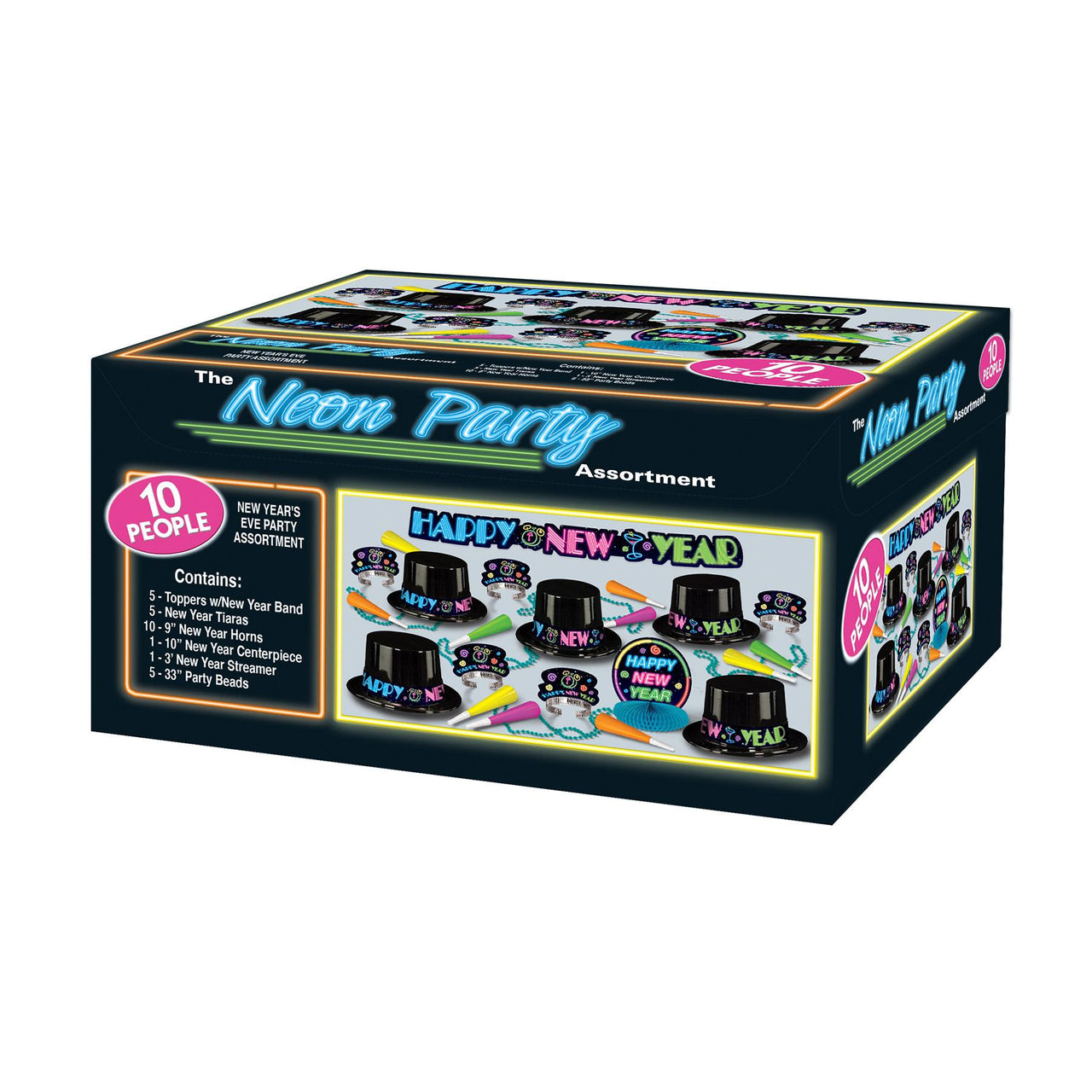New Year's Eve Neon Party Kit for 10