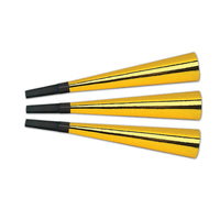 Beistle New Year's Eve Packaged Foil Horns - gold (15/Pkg)