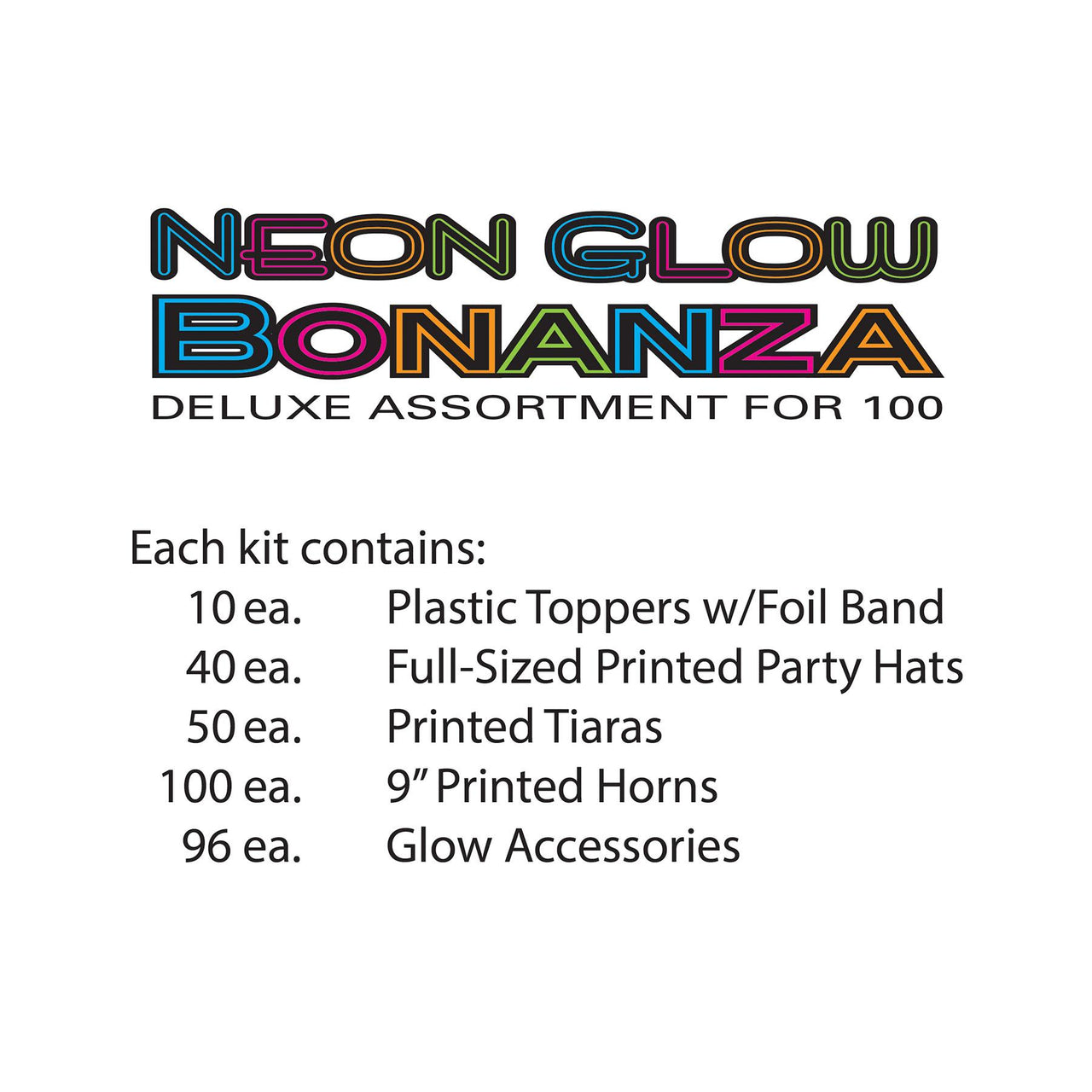 Neon Glow Super New Year's Eve Assortment for 100 people (1 Kit/Case)