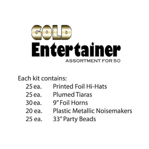 Gold Entertainer New Years Eve Party Kit for 50 People