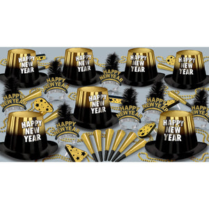 Gold Entertainer New Year's Eve Party Kit for 50 People