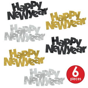 Bulk Black, Gold and Silver Jumbo Happy New Year Confetti (12 Pkgs Per Case) by Beistle