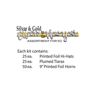 Silver & Gold Cheers To The New Year Assortment for 50 People (1 Kit/Case)