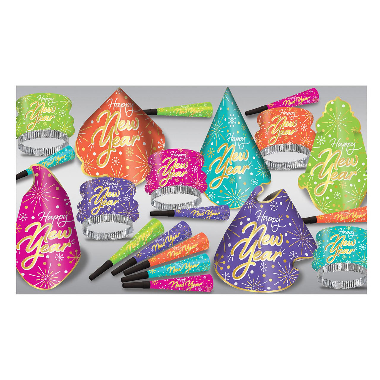 Beistle New Year's Eve Neon Burst Party Kit for 10