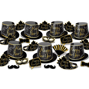 Beistle Simply Paper New Year Party Kit for 50- Black