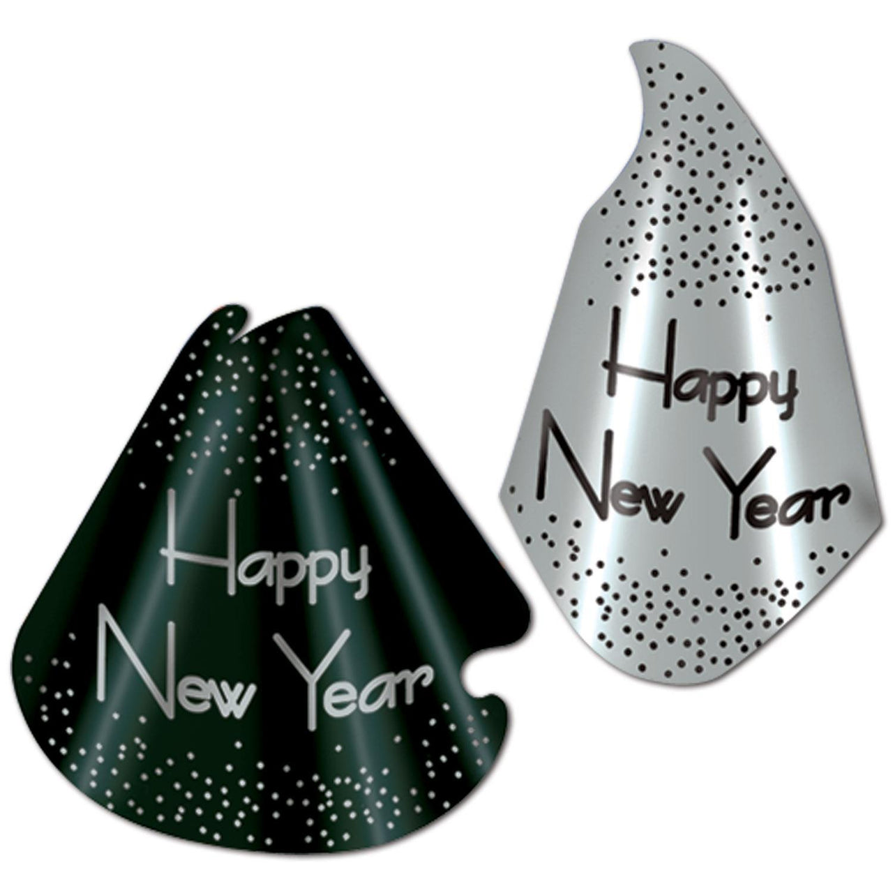 Sparkling Black and Silver New Year's Eve Party Hats (50/Case)