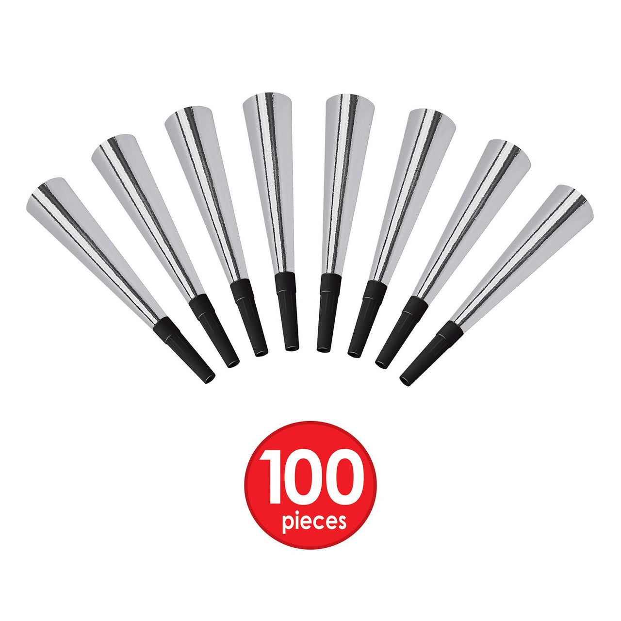 Sparkling Silver New Years Party Horns