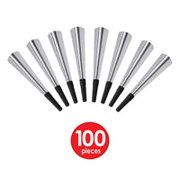 Sparkling Silver New Years Party Horns