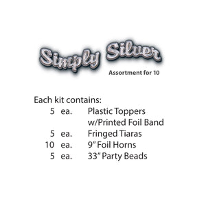 Simply Silver New Year's Eve Party Kit for 10 People