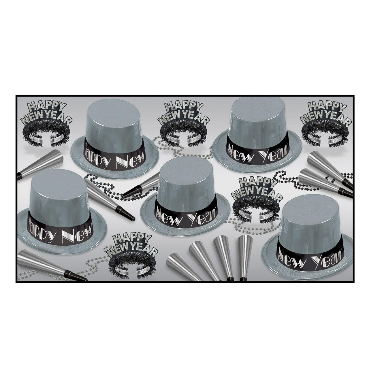 Beistle New Year's Eve Simply Silver Party Kit for 10