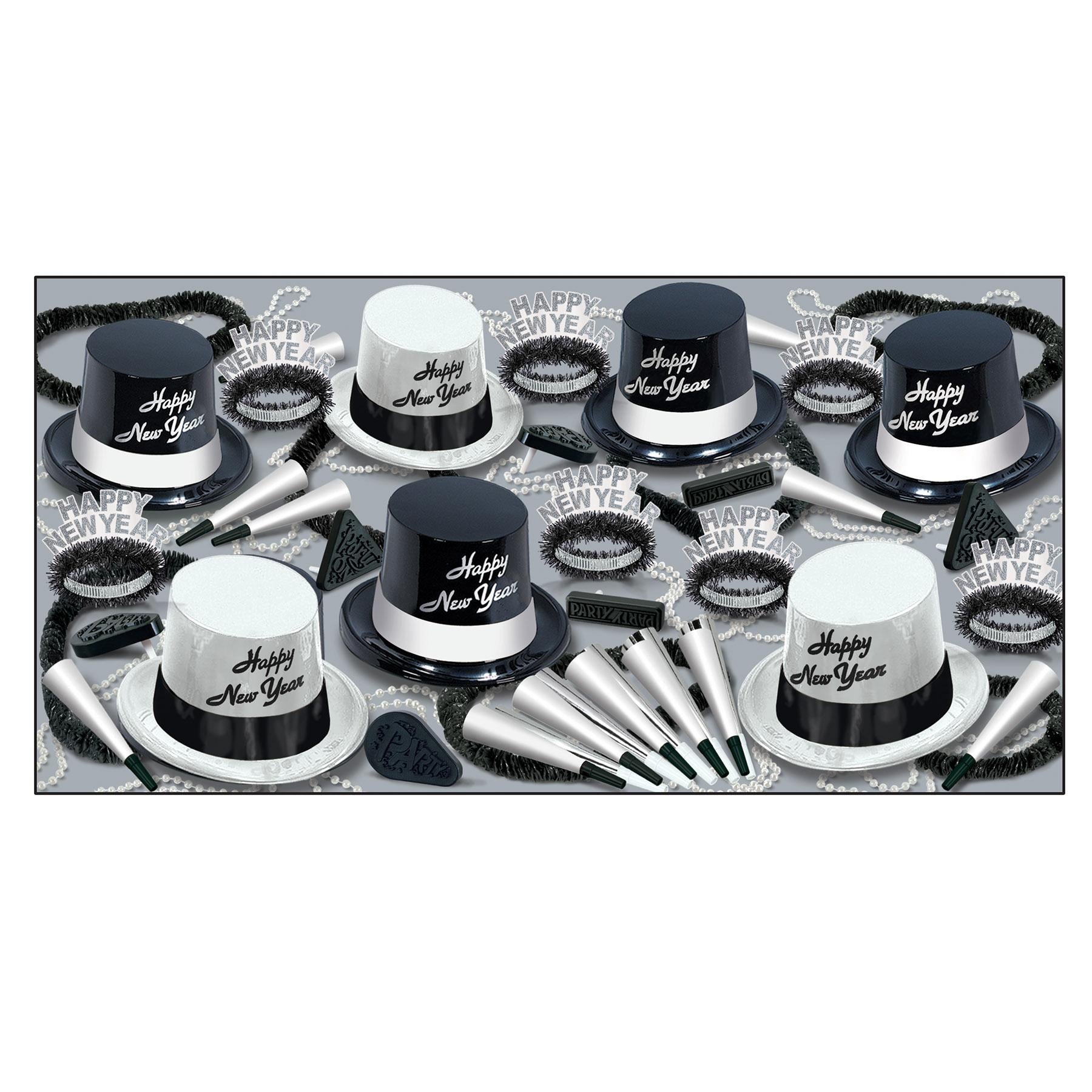 Black & White Legacy New Year's Eve Party Kit for 50 People