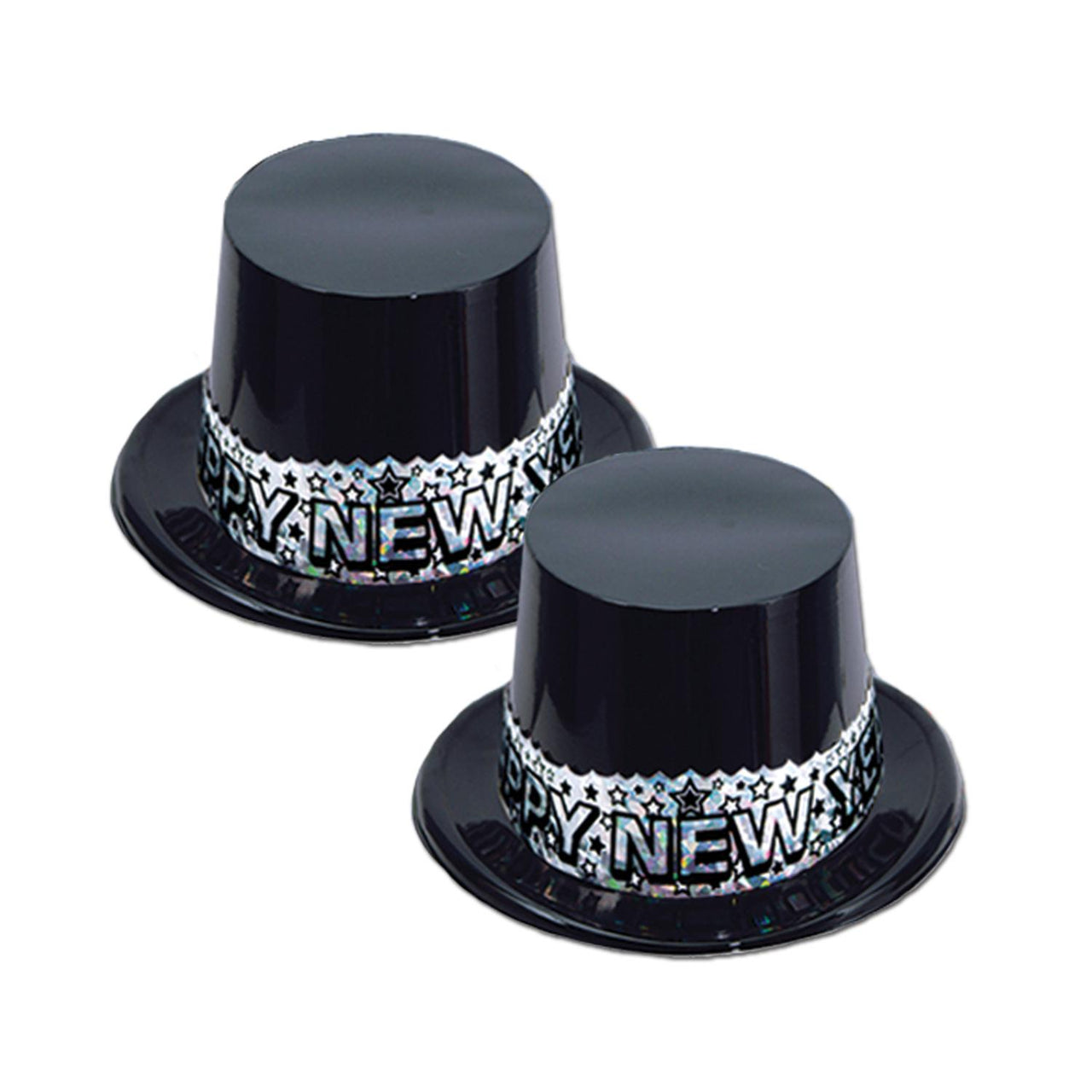 Silver Stardust New Years Party Topper Hat black/silver (25/Case)