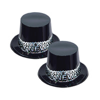 Silver Stardust New Years Party Topper Hat black/silver (25/Case)