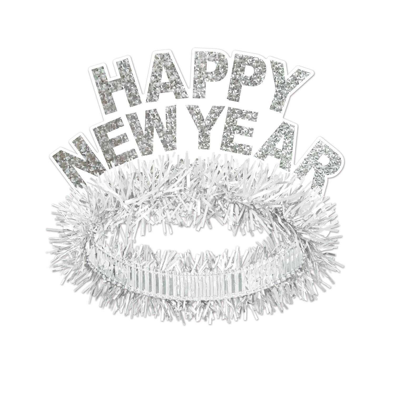 Beistle White & Silver Happy New Year Regal Tiara