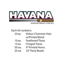 Havana Assortment for 50, party supplies, decorations, The Beistle Company, New Years, Bulk, Holiday Party Supplies, Discount New Years Eve 2017 Party Supplies, 2017 New Year's Eve Party Kits, New Year's Party Kits for 50 People