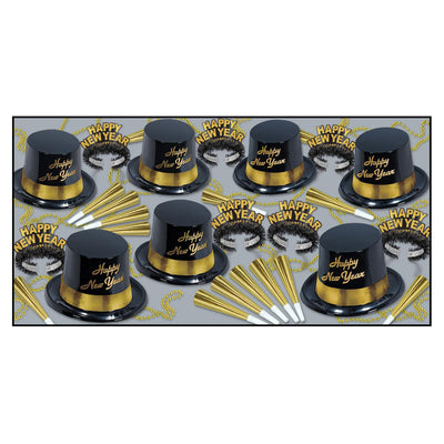 Beistle Gold Legacy New Year's Eve Party Kit for 25 People