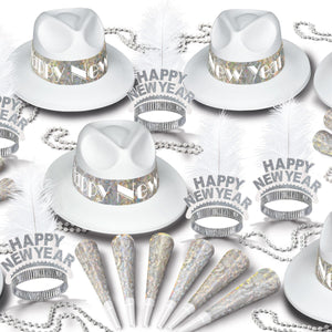 LA Swing Silver New Year's Eve Party Kit for 50 People