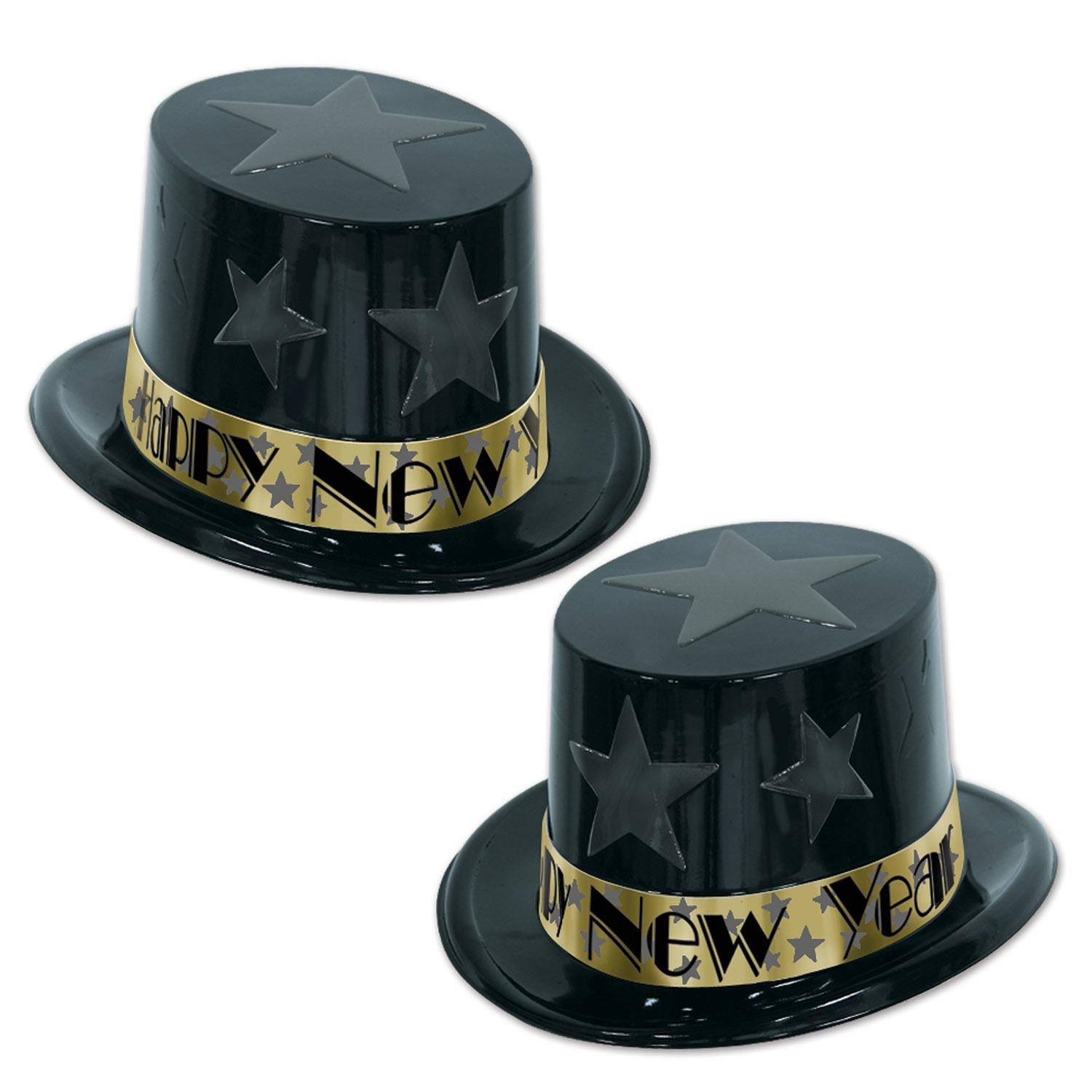 Beistle New Year Star Topper Hat- Black and Gold