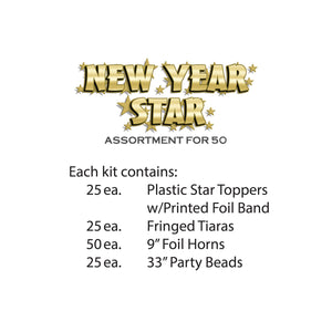 Gold New Year Star Party Kit for 50 People