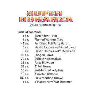 Super Bonanza New Year's Eve Party Kit for 100 People