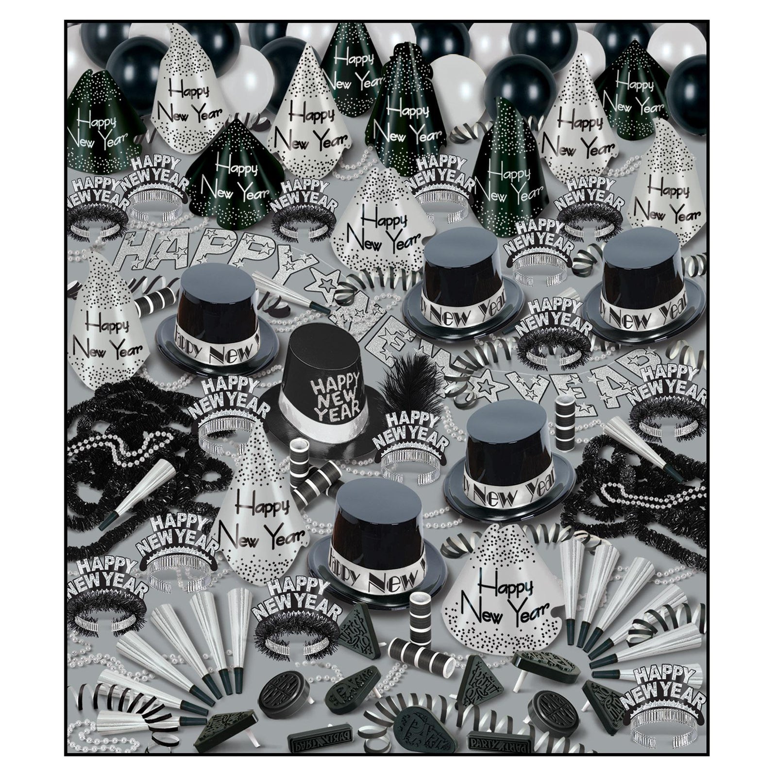 Silver Bonanza New Year's Eve Party Kit for 100 People