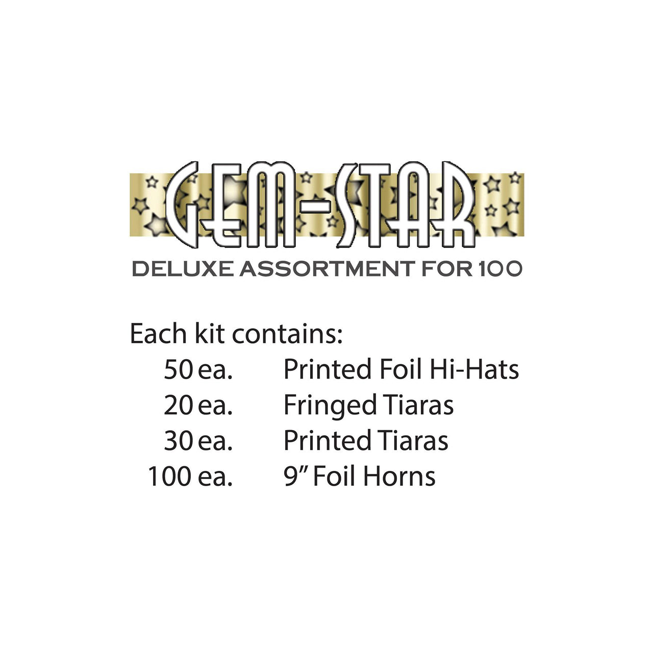 Gem-Star Deluxe Gold New Years Eve Party Kit for 100 People