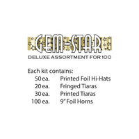 Gem-Star Deluxe Gold New Years Eve Party Kit for 100 People