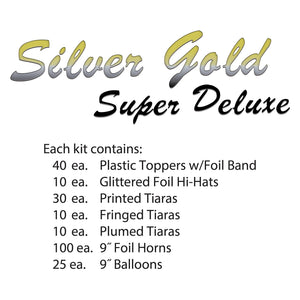 Silver Gold Super Deluxe Assortment for 100, party supplies, decorations, The Beistle Company, New Years, Bulk, Holiday Party Supplies, Discount New Years Eve 2017 Party Supplies, 2017 New Year's Eve Party Kits, New Year's Eve Party Kits for 100 People