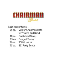 Chairman Gold Assortment for 50, party supplies, decorations, The Beistle Company, New Years, Bulk, Holiday Party Supplies, Discount New Years Eve 2017 Party Supplies, 2017 New Year's Eve Party Kits, New Year's Party Kits for 50 People