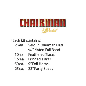 Chairman Gold Assortment for 50, party supplies, decorations, The Beistle Company, New Years, Bulk, Holiday Party Supplies, Discount New Years Eve 2017 Party Supplies, 2017 New Year's Eve Party Kits, New Year's Party Kits for 50 People