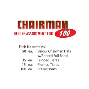 Chairman Assortment for 100, party supplies, decorations, The Beistle Company, New Years, Bulk, Holiday Party Supplies, Discount New Years Eve 2017 Party Supplies, 2017 New Year's Eve Party Kits, New Year's Eve Party Kits for 100 People
