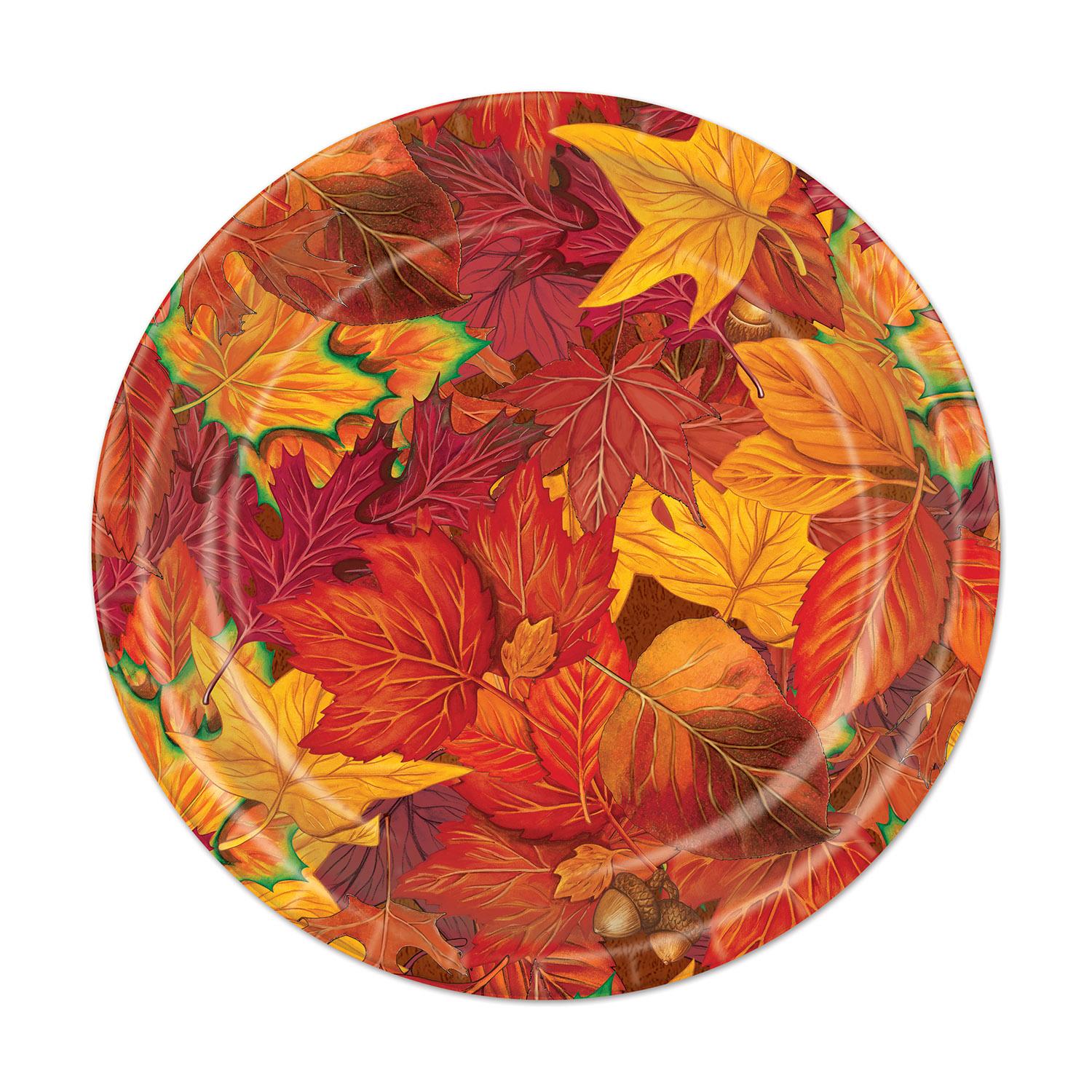 Beistle Thanksgiving Fall Leaf Paper Plates 7 inch, 8/Pkg