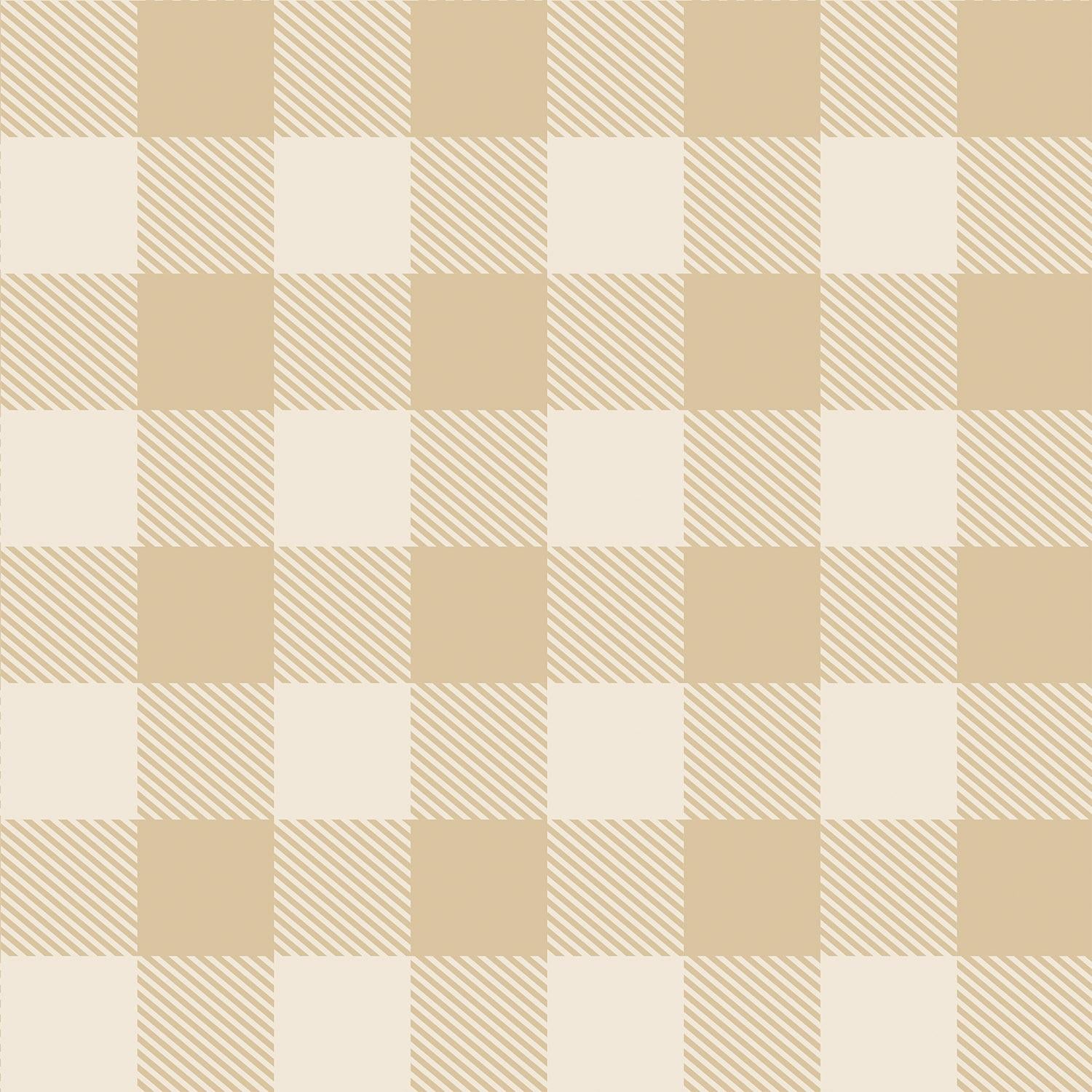 Beistle Thanksgiving Plaid Tablecover - Beige & Cream