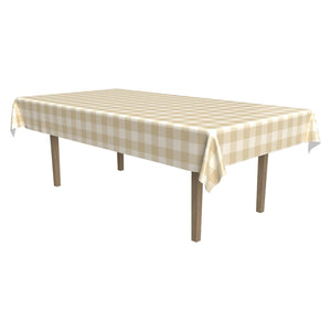 Beistle Thanksgiving Plaid Tablecover - Beige & Cream