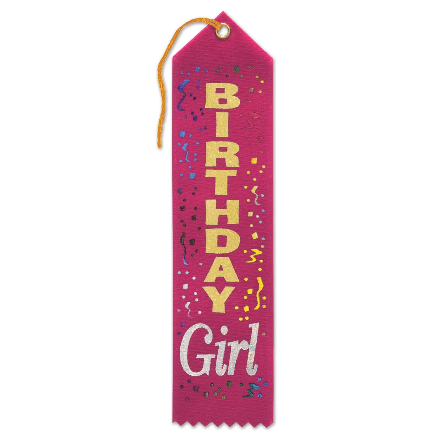 Beistle Birthday Girl Award Ribbon- Dark Pink
