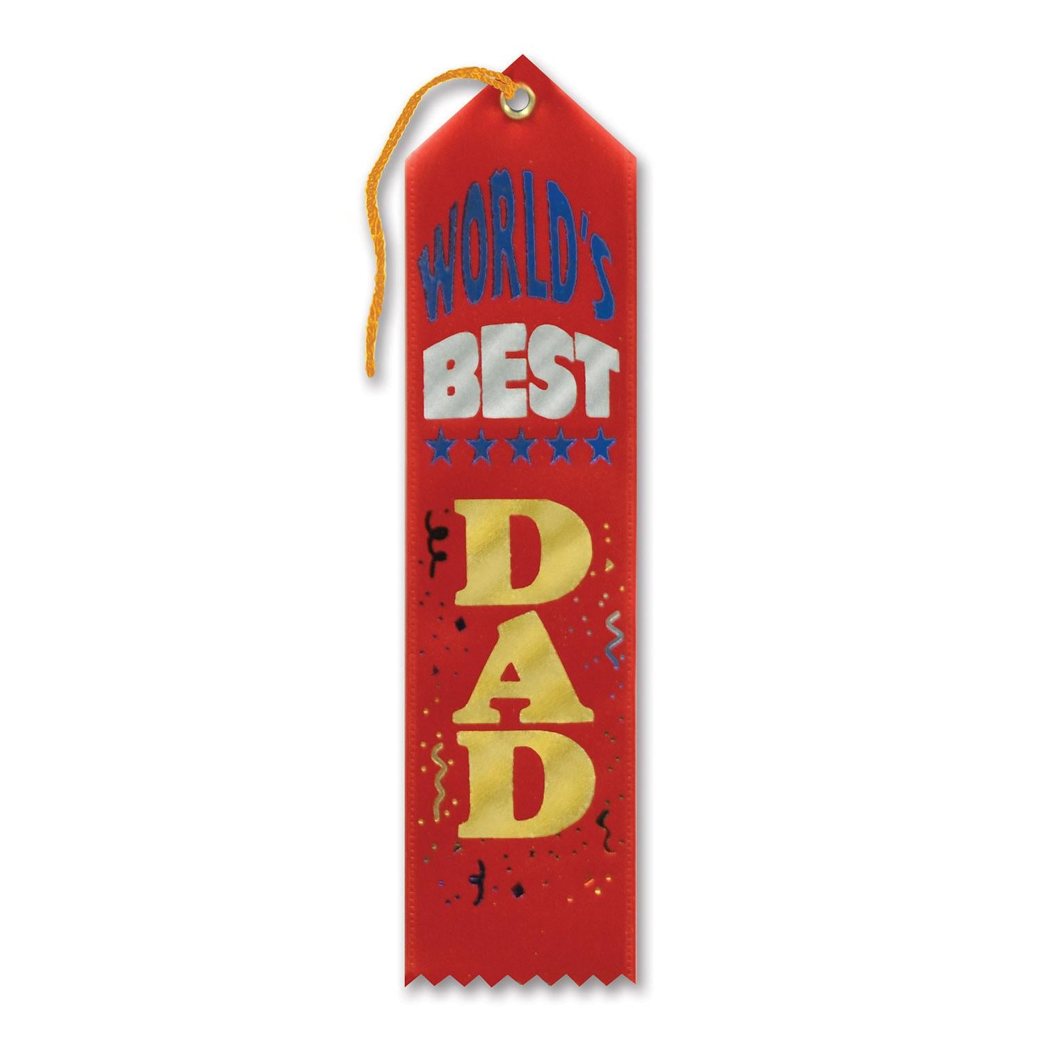 Beistle Father's Day World's Best Dad Award Ribbon - red